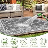 SHACOS Outdoor Rug 240x300 cm Reversible Waterproof UV Resistant Grey view 7