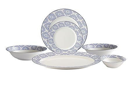 Hitkari Potteries Porcelain Dinner Set, 21-Pieces, White