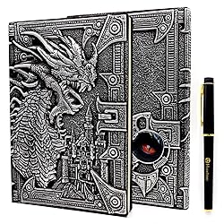 Haxtec DND Notebook 3D Embossed Silver Dragon