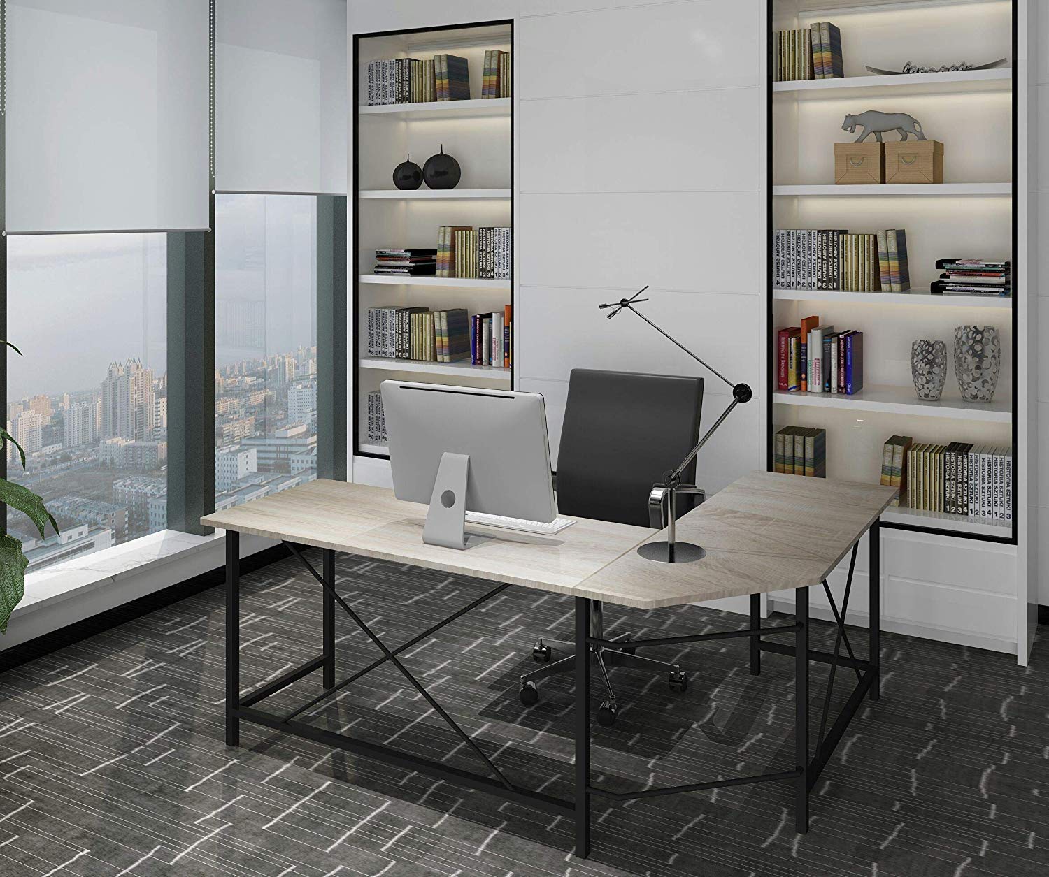 Modern Computer Desk L Shaped Corner Desk Home Office Desks,More Stable