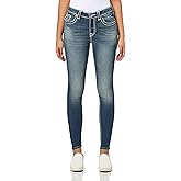 True Religion Women's Jennie Mid-Rise Flap Super T Skinny Jeans in Valmonte