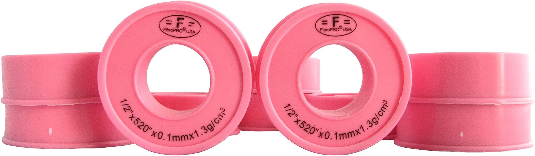 FibroPro 5-pack Gas and Drinking Water PTFE Sealant Tape, 1/2"x520" Pink