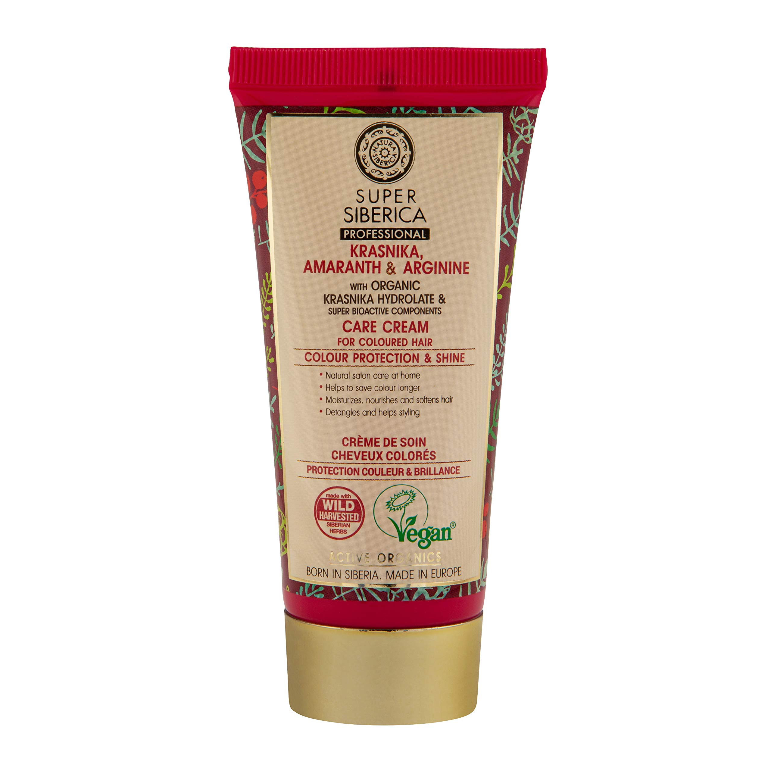 Natura Siberica Super Krasnika, amaranth & arginine. Care Cream for Coloured Hair, 50 ml