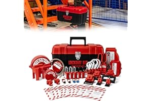 BOZZYS Portable Lockout Tagout Kit - 39 Pack OSHA Compliant | Red Loto Locks to Prevent Accidental Startup | for Industrial Electrical Breakers & Valves Lock Out Tag Out