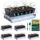 SOLIGT Self Watering Seed Starter Trays with Humidity Domes 6 Pack 144 Cell | Extra Thick Plastic Seed Starter kit for Seed Starting, Plant Germination &amp; Seedling Growing