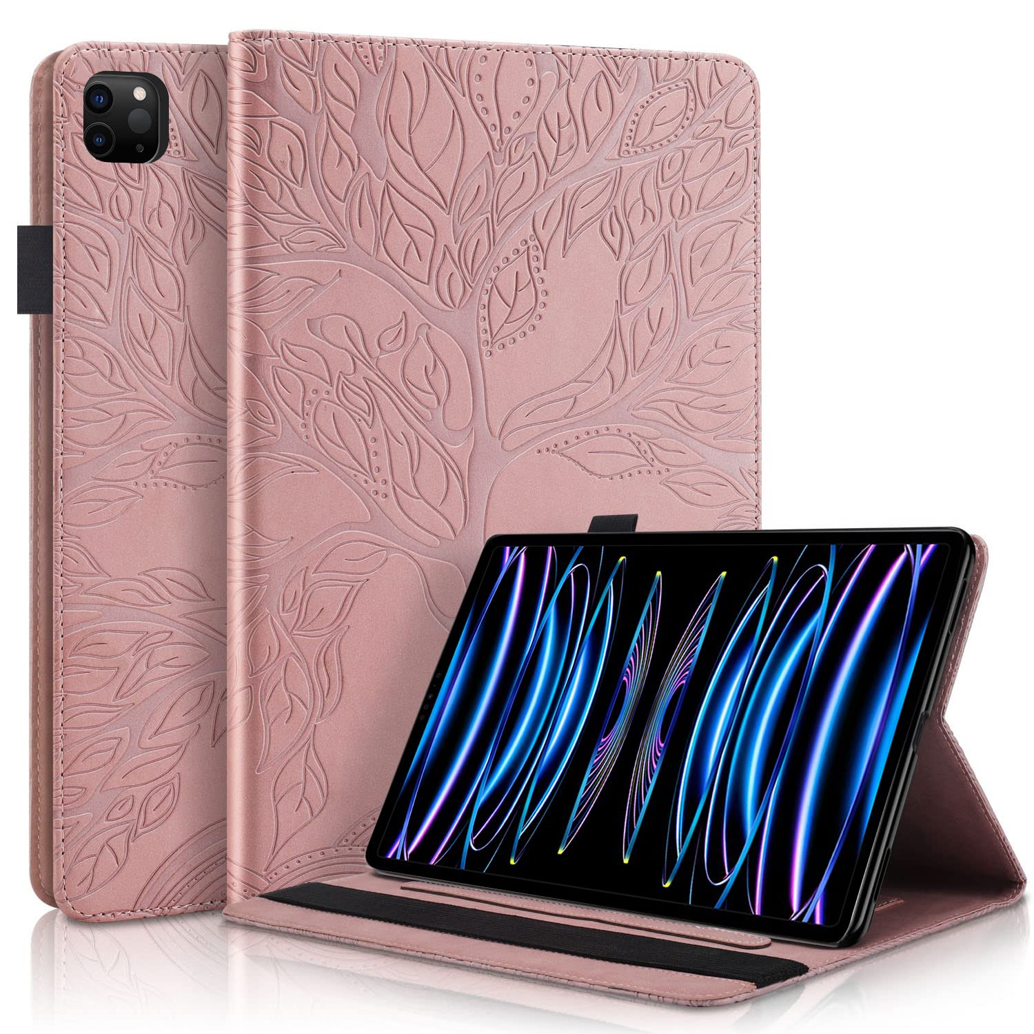 Succtopy Case iPad Pro 11 inch (2022/2021/2020, 4th/3rd/2nd Generation),Folio Flip PU Leather Cover with Pen Holder,Protective Tablet Case with Stand Function iPad Pro 11 Inch,2022/2021/2020,Rose Gold