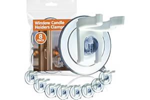 HOLIDAY JOY 8 PCS Window Candle Holders Clamps – Christmas Suction Cup Holder – Strong Suction Cups for Glass Windows, Electric & Battery Candles – Ideal Christmas Candle Holder Set