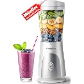 Mueller Heavy-Duty Personal Blender for Shakes and Smoothies with a 15 Oz Travel Cup and Lid, Juices, Baby Food, Portable Blender &amp; Food Processor, White