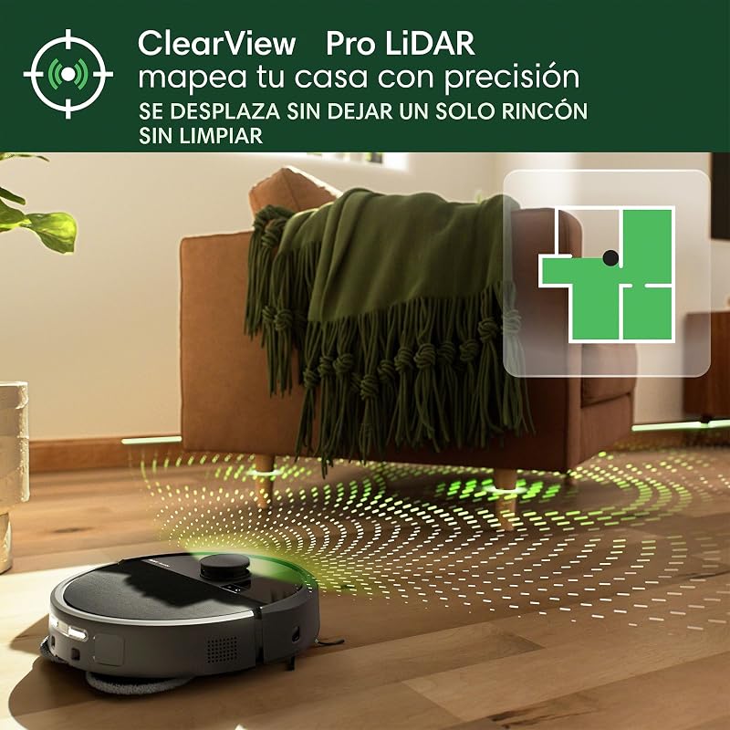 Roomba Plus 505 Combo con Base AutoWash multifunción y autolimpiable, Mopas DualClean con PerfectEdge, PrecisionVision IA, Clearview Pro LiDAR, Secado Aire Caliente mopas, 75 días autovaciado_N