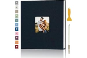 AENBUSLM Photo Album Self Adhesive Pages for 4x6 5x7 8x10 Pictures Magnetic Scrapbook Photo Albums with Sticky Pages Books with A Metallic Pen for Baby Wedding Family 11x10.6 Black 40 Pages