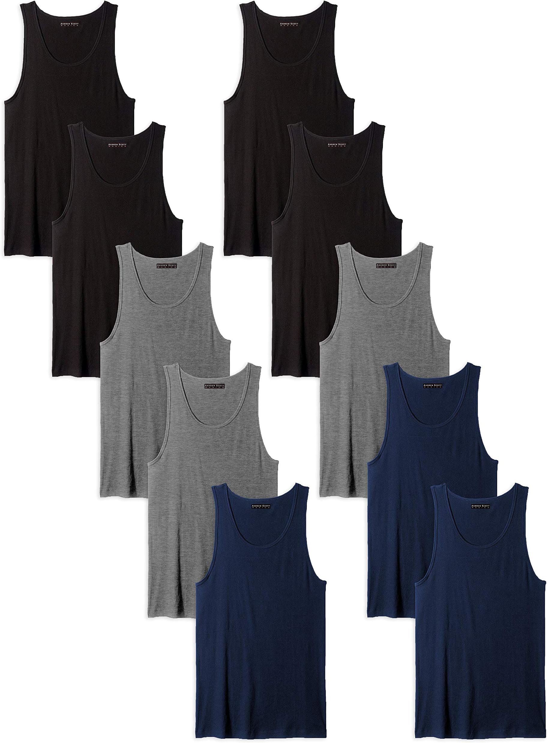 Andrew Scott Men's 10-Pack Color A Shirt Tank Top Undershirts
