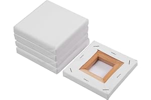 SL crafts Mini Stretched Canvas 4x4 Inch Small Blank Canvas Pack of 6