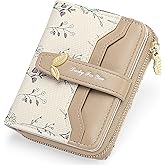 GAEKEAO Small Wallets Woman RFID Blocking Vegan Leather Bifold Floral Ladies Purse Card Holder with Zipper Pocket ID Window