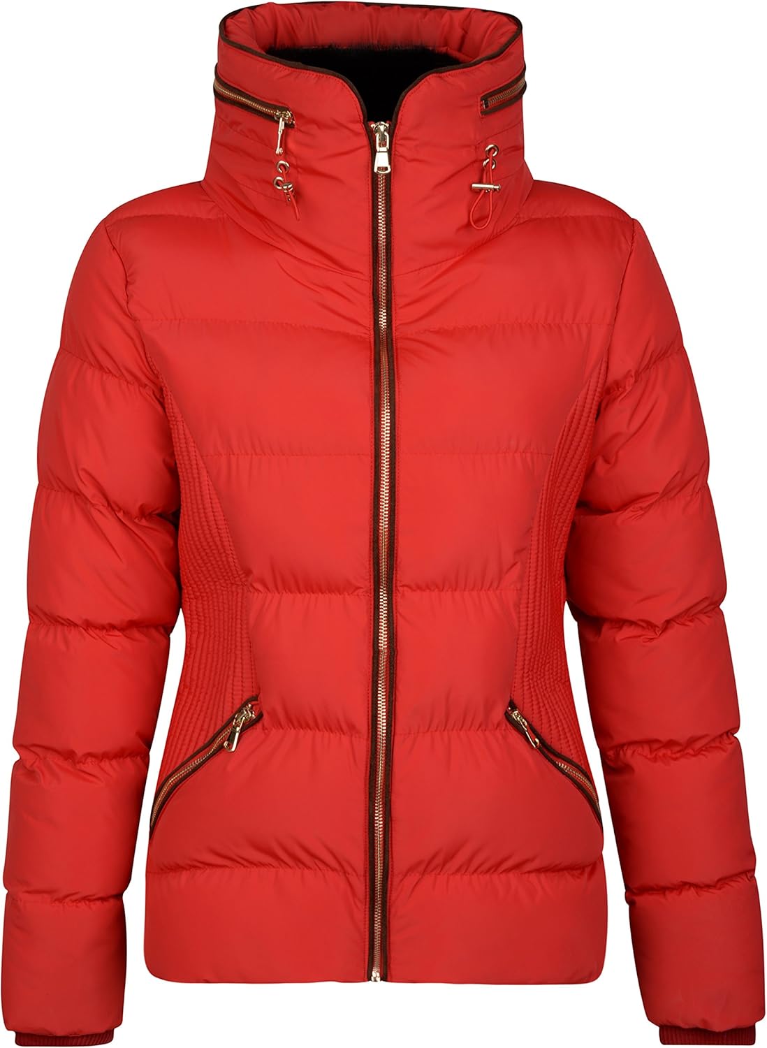 Charcoal Fashion Woman's Puffa Jacket (01W17 Dahlia Red) (12) Amazon