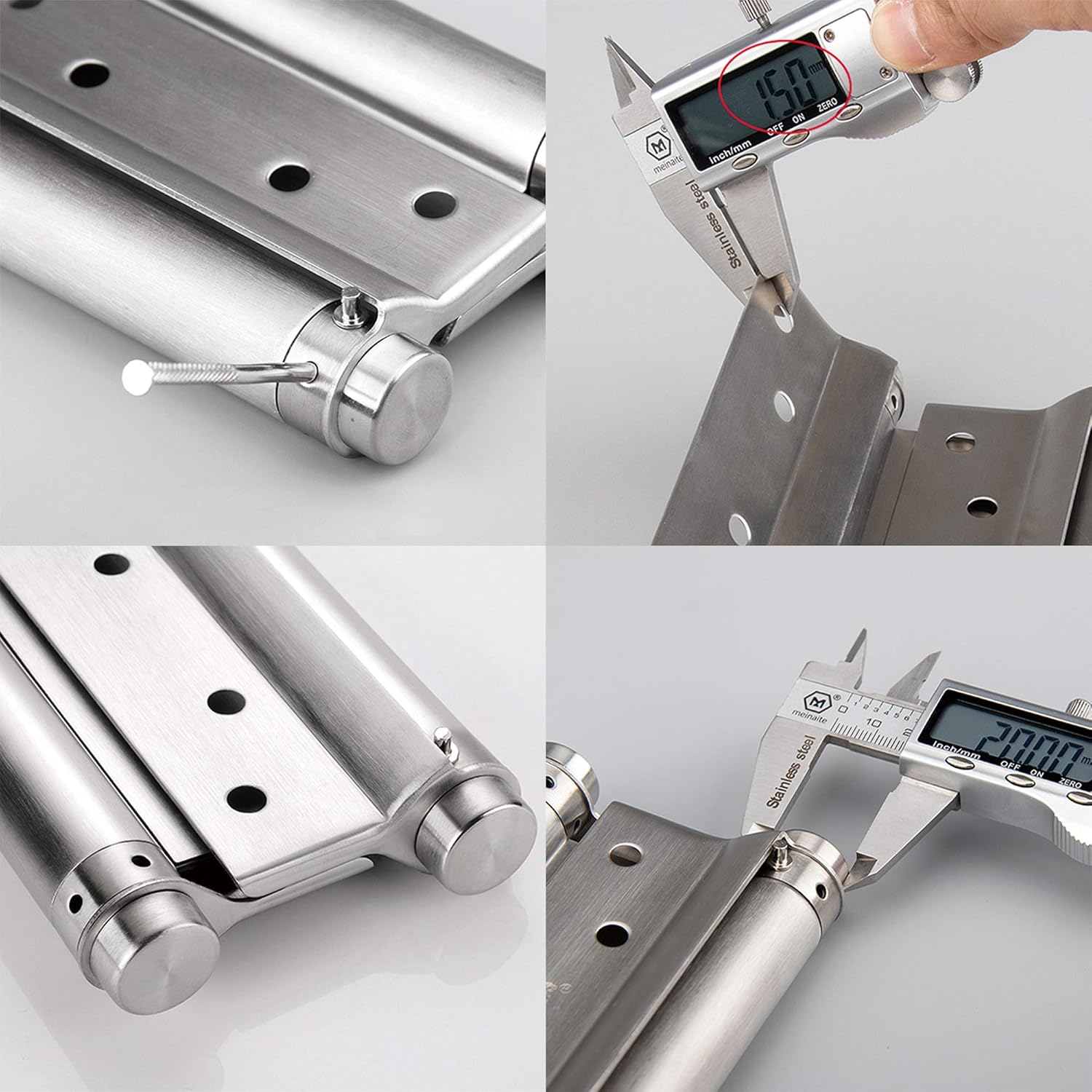 LOOTICH Heavy Duty Double Action Stainless Steel Spring Hinges 6” (153mm) Self Closing for Swing Doors Freegate Saloon Cafe Bar Counter Door Load Capacity 30kg Satin (2 PCS) - Image 5