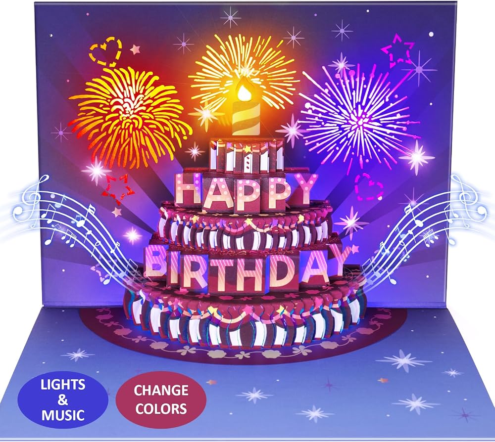 FITMITE Lights & Sound Pop Up Birthday Card with Envelope
