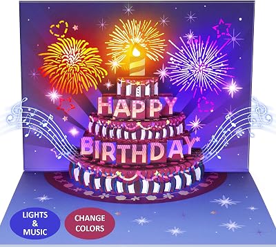 FITMITE Lights & Sound Pop Up Birthday Card with Envelope