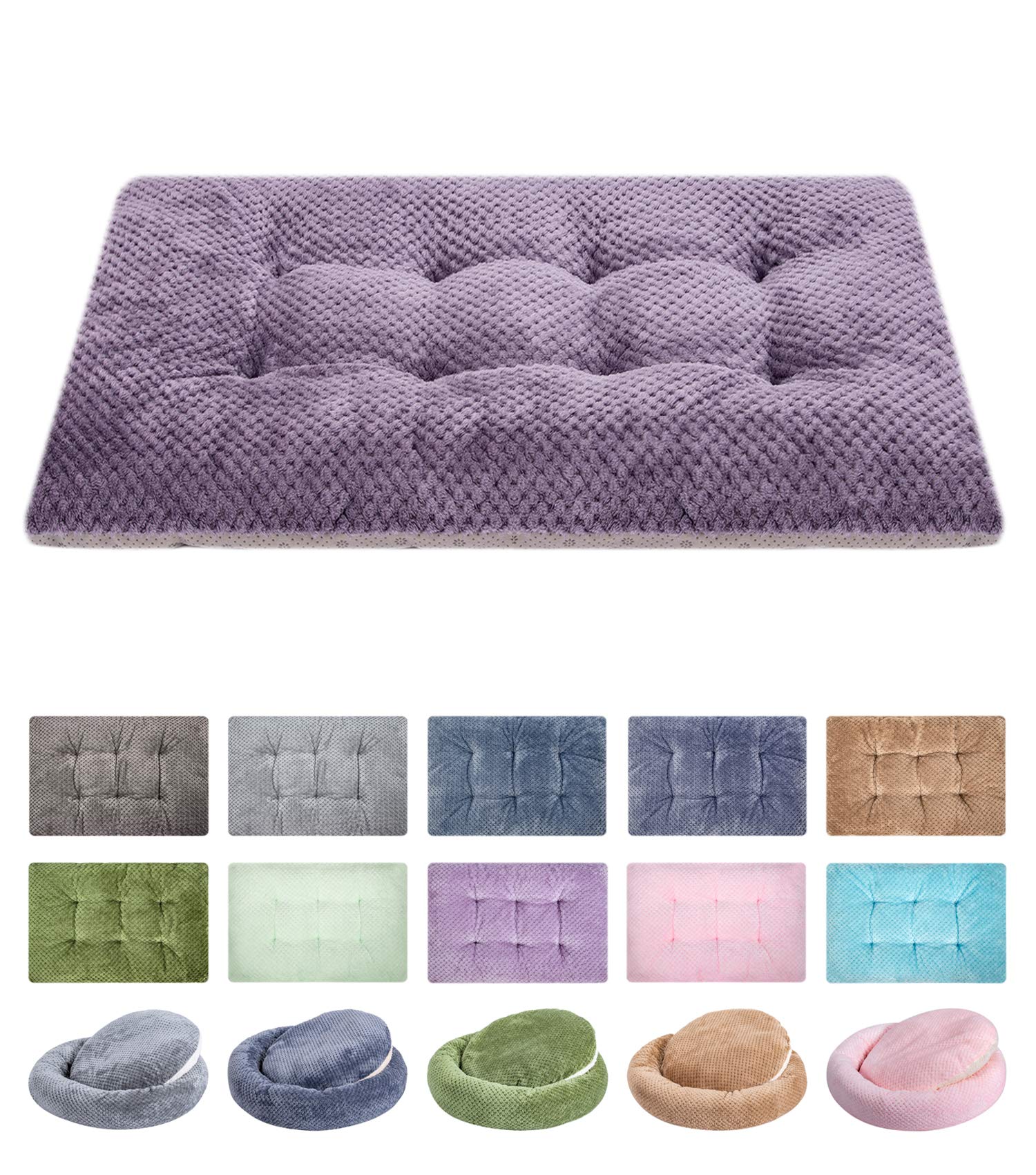 WONDER MIRACLE Fuzzy Deluxe Pet Beds, Super Plush Dog or Cat Beds Ideal for Dog Crates, Machine Wash & Dryer Friendly (23" x 35", L-Grape Purple)