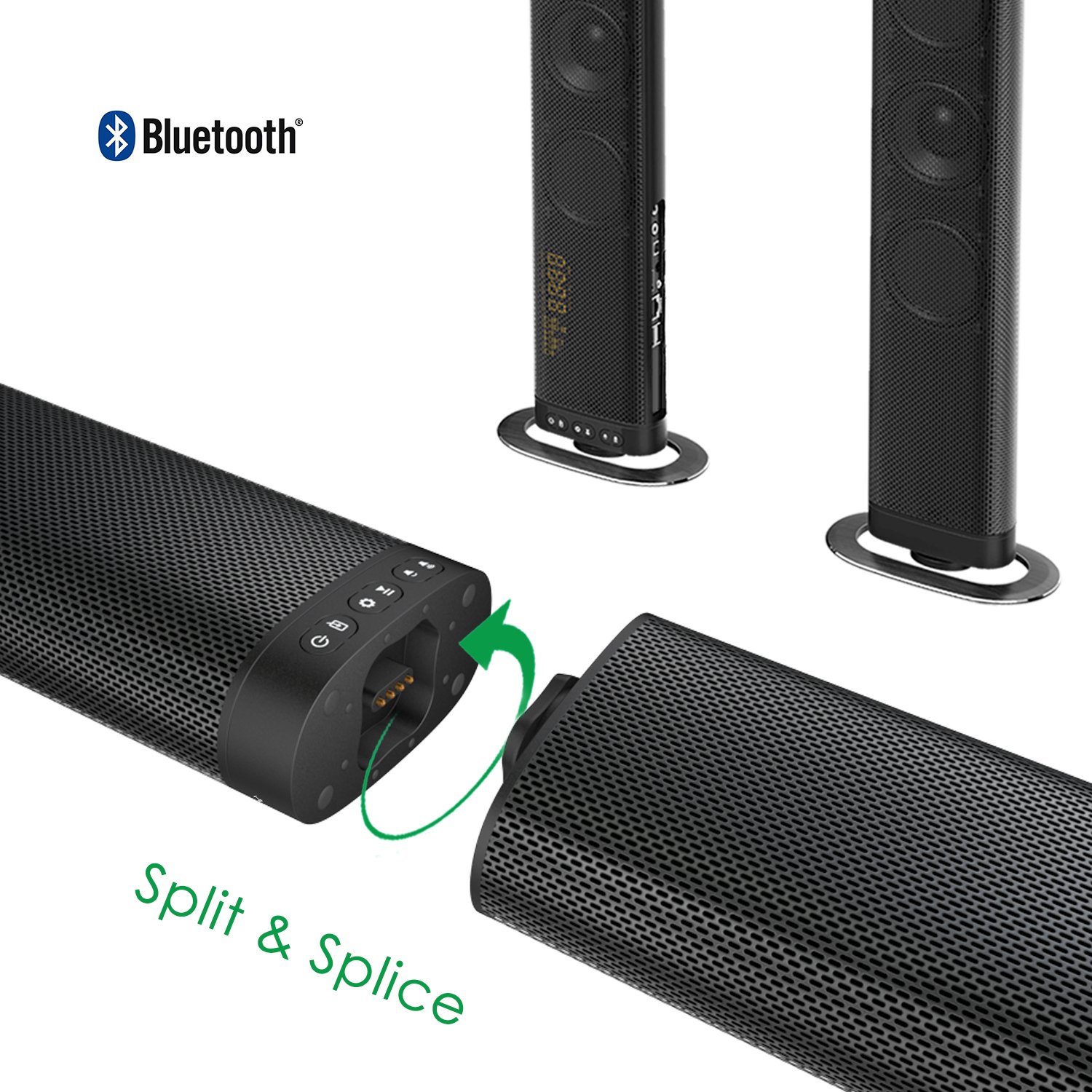 Mugig Sound Bar Bluetooth Realistic Surround Sound with Crystal Clear Audio, Bass Sound Built-in Subwoofer for TV