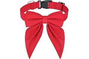 Malier Christmas Dog Collar with Bow tie, Classic Red Dog Christmas Collars for Girl and Boy, Cute Adjustable Holiday Puppy Collars for Small Medium Large Dogs Cats Pets (Small, Red)