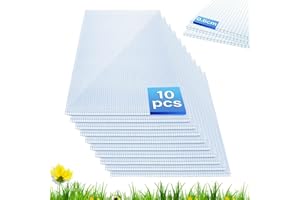 VASALAID 10 Pieces 4' x 2' x 0.24'' Polycarbonate Greenhouse Panels,Twin-Wall Polycarbonate Panels Waterproof UV Protected Impact Resistance Reinforced Clear Roofing Panels