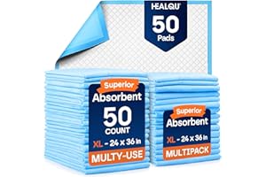Disposable Underpads - 24x36 Pack of 50 - Absorbent Incontinence Bed Pads for Adults, Kids, Elderly, and Pets - Fluid and Uri
