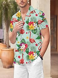 LuckLemocor Mens Hawaiian Shirts Summer Tropical