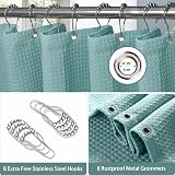 Shower Curtain Turquoise 122 x 182cm with Metal Hooks view 4