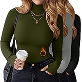 Velvelhall 3 Pack Women's Plus Size Thermal Turtleneck Long Sleeve Fleece Shirts, Raglan Sleeve Thumbholes Layering Tops