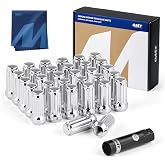 OMT M14x1.5 Lug Nuts with Cone Seat, 32pcs Lug Nuts Set with 1 Socket Key | Wheel Lug Nuts Compatible with Ford F250 F350 Super Duty, Chevy Silverado 1500, GMC Sierra, 3/4" 19mm Hex, 7 SplineTuner