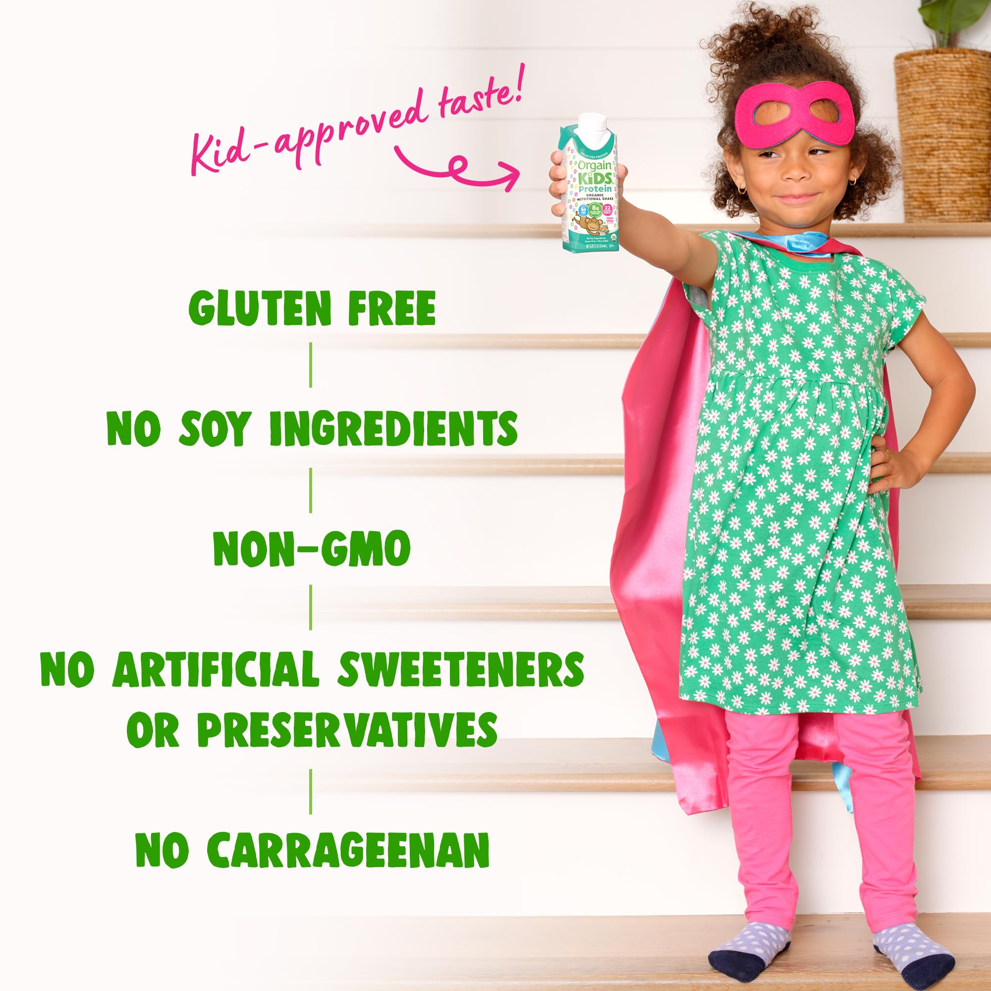 Orgain Organic Kids Nutritional Protein Shake, Fruity Cereal - Kids Snacks with 8g Dairy Protein, 22 Vitamins & Minerals, Fruits & Vegetables, Gluten Free, Soy Free, Non-GMO, 8.25 Fl Oz (Pack of 12)