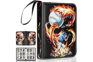 MINKEYTAL 9 Pocket Baseball Card Binder Holder Fits 900 Cards with 50 Removable Sleeves, Trading Card Collection Binder Album Book Case Storage for Boys Girls Toys Gift (Flame 9 Pocket)