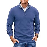 COOFANDY Mens Quarter Zip Pullover Slim Fit Lightweight Sweater Casual Mock Neck Knit Polo Sweater