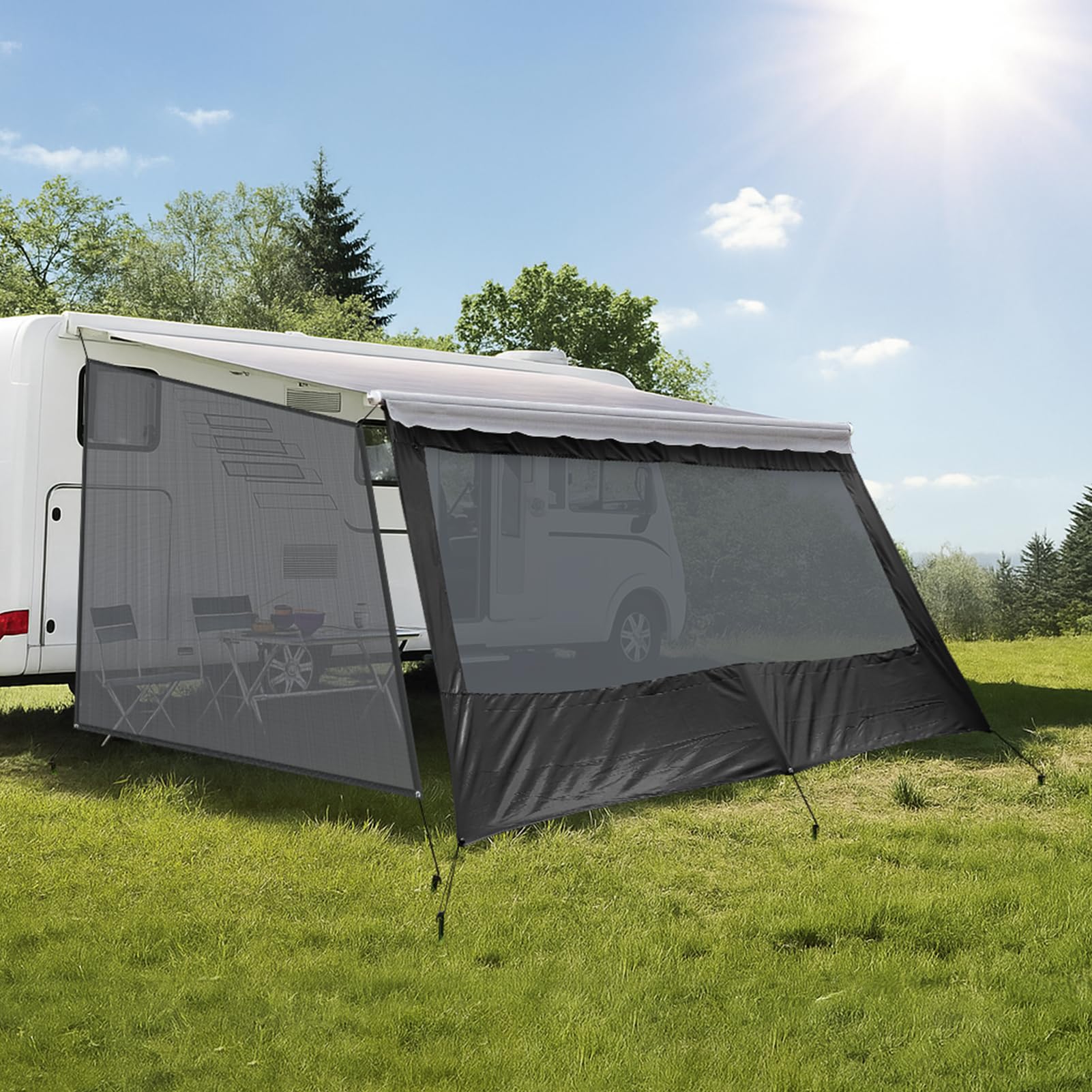 Photo 1 of Kohree RV Awning Sun Shade Screen Kit with Side Shade, 8'x15'3'' RV Sun Shade for Awnings, 90% UV Protection, Easy to Install, Improves Shadow and Privacy for RVs Camper Trailer