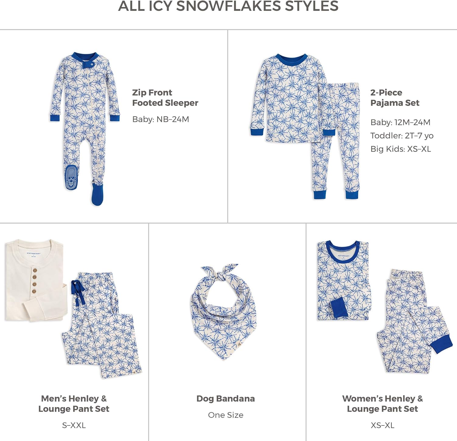 burt's bees hand drawn snowflake pajamas