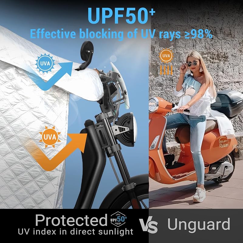Cobertura de pernas de mota Proteção Solar Verão - Capa de scooter Proteção contra chuva com riscas refletoras Capa universal de poliéster para veículos de duas rodas pedófilos