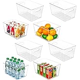 Vtopmart Clear Plastic Pantry Organizer Bins, 8 PCS Food Storage Bins with Handle for Refrigerator, Fridge, Cabinet, Kitchen,