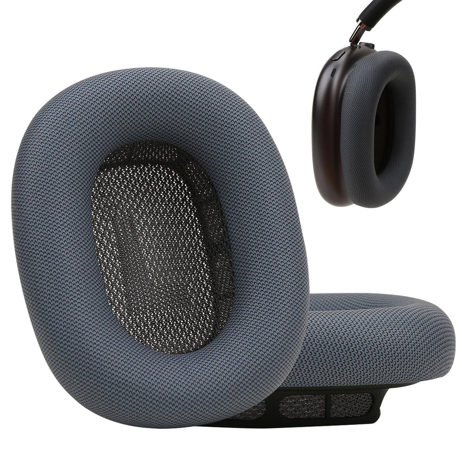Laselan Upgraded Silicone Ear Cushions for AirPods Max Headphones 2024, Protein Leather Covered Ear Pads with Silicone & Memory Foam and Magnet (Midnight)