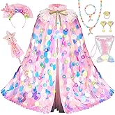LIMIROLER Princess Dress Up Toys Princess Dress Up Clothes Rainbow Mermaid Cape Kit 9 Pcs Gift Set for Little Girls 3-8 Years