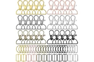 PAXCOO Keychain Bulk with Key Chain Swivel Hook D Rings and Slide Buckles for Handbag Purse Hardware Craft (3/4 Inch)