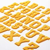 Waydress 26 Pcs Preppy Chenille Letter Iron on Letters Patches 2.8 Inch Self Adhesive, Sew on Chenille A-Z Alphabet Letter Patches for Clothing DIY Supplies(Yellow Style)