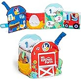 Ms. Rachel Official Sensory Learning Farm, Foldable Soft Baby Book with Plush Cow, Infant Educational Toys for Babies Ages 3