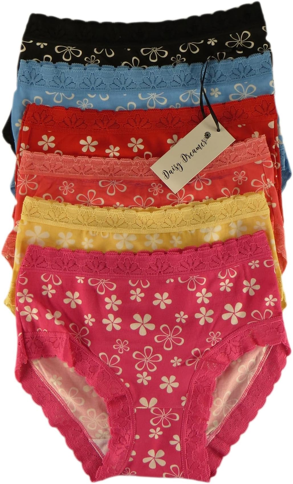 Pack Of 12 Ladies Mini Bikini Briefs High Leg, 100% Cotton Underwear, Size 10-20 By Daisy Dreamer®