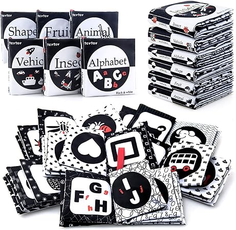 Teytoy High Contrast Baby Book Black And White Newborn Toys Soft Cloth Books With Crinkle Sound For Babies Infants 0 3 6 9 12 Months Early Learning Toys 6 Pack Learning Education Amazon Canada