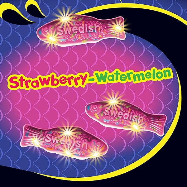 SWEDISH FISH MINI GLOW UPS STRAWBERRY-WATERMELON SOFT & CHEWY CANDY, 6.7 OZ