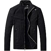 WenVen Men's Casual Canvas Cotton Military Jacket Lightweight Zip Up Outwear