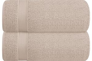 Belizzi Home Cotton 2 Pack Oversized Bath Sheet 35x70, Large Bath Sheet, Ultra Soft, Absorbent, Compact, Eco-Friendly, Recyclable, Quick Drying and Lightweight Towel - TAN