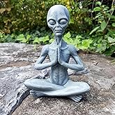 CHBDJY Yoga Alien Statue - Sci-fi Outer Space UFO Figure, Resin Alien Home Office Bookshelf Decor Sculpture, 6.3" H