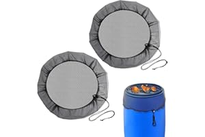 Kioiner 2 Pcs 27.4/47.2Inch Mesh Covers for Rain Barrel, Water Collection Bucket Cover with Drawstring, Adjustable Rain Barre