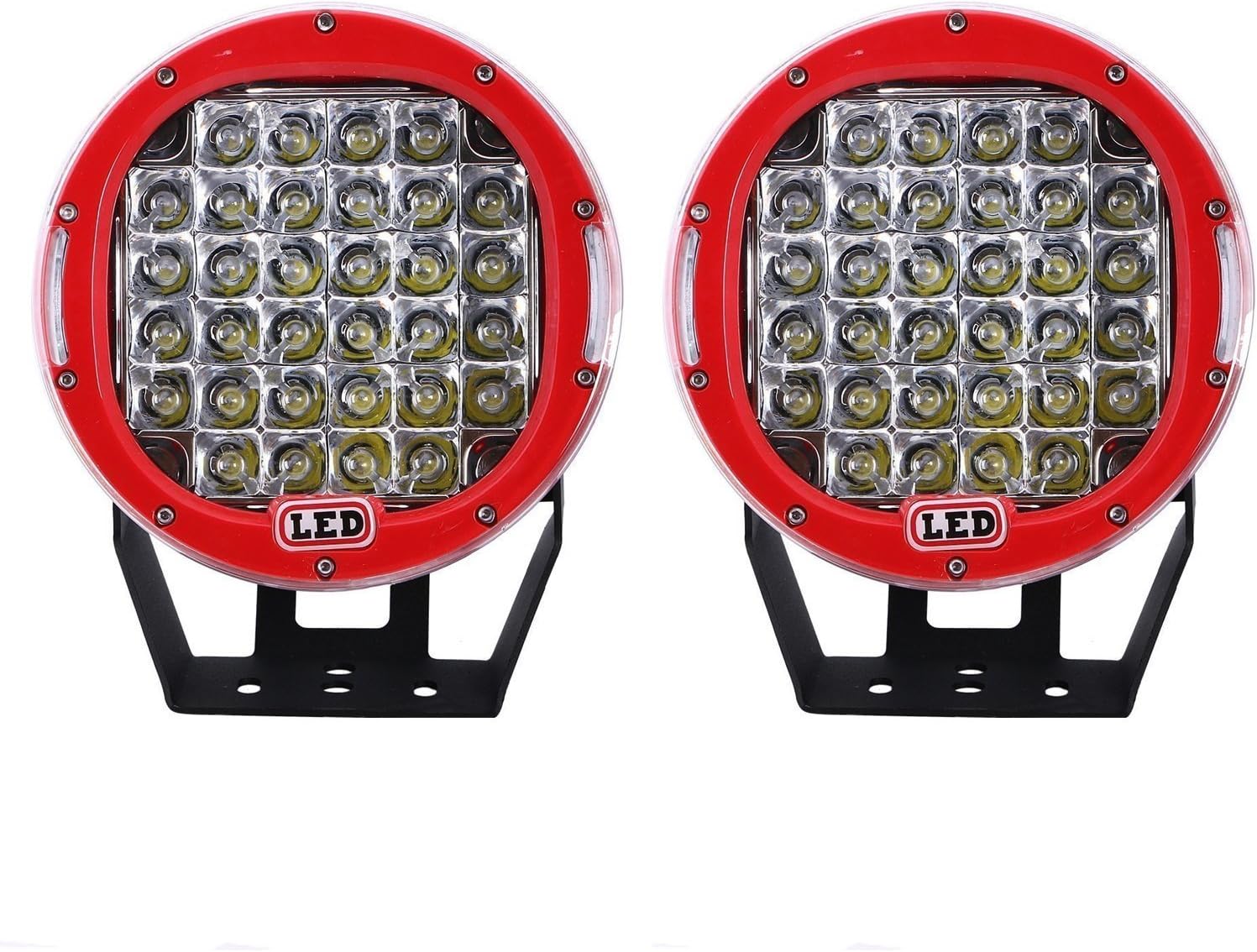 Northpole Light 2X 9 inch 185W CREE Round Front Bumper LED Light Bar Roof Driving Headlights LED Driving Fog Lights Work Lights Off Road Spot Lights for Truck, Car, ATV, SUV(Red)